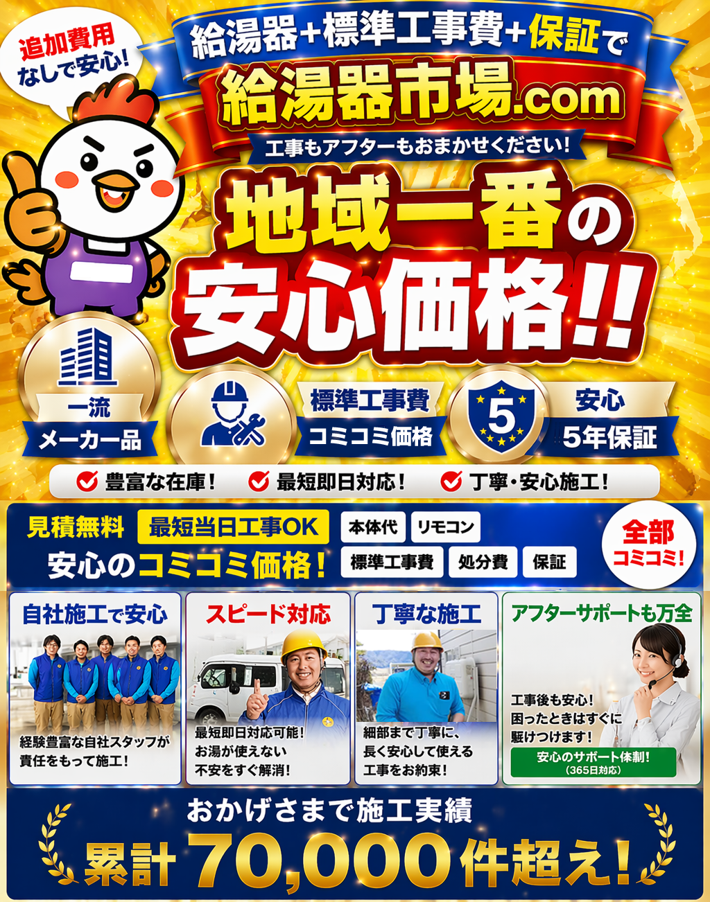 名古屋の給湯器交換なら！工事費・保証込みで地域一番の安心価格